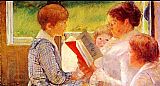Famous Reading Paintings - Mrs Cassatt Reading to her Grandchildren, 1888